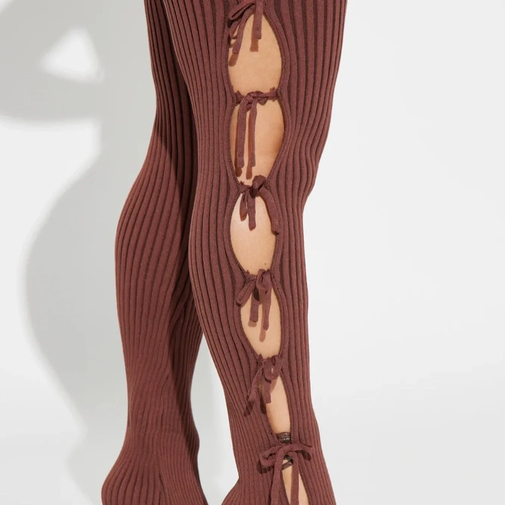 Chocolate Brown Rib Knit Pant Set - Picture 2 of 3